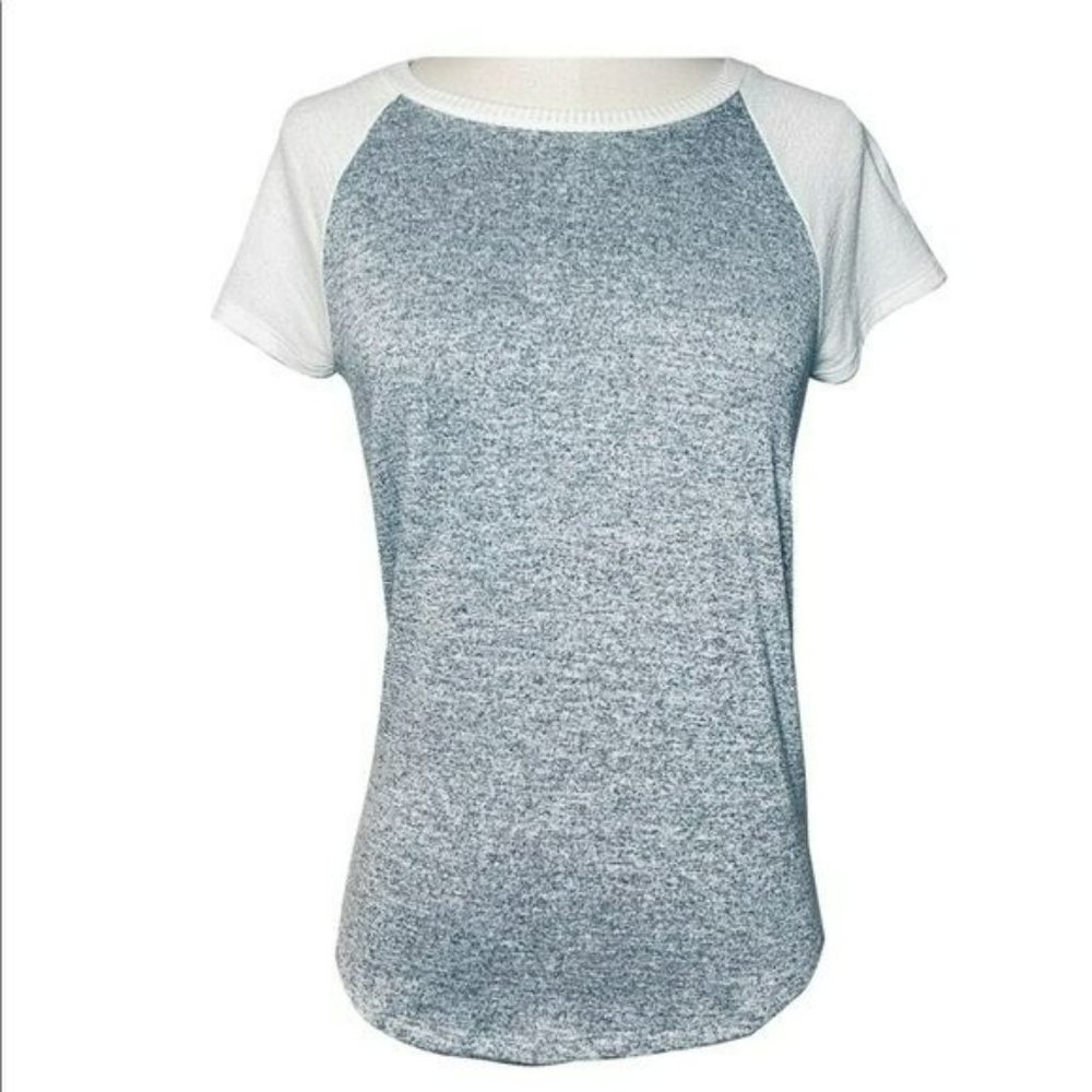 GAP Color-Block Gray & White Knit Raglan Tee Size XS